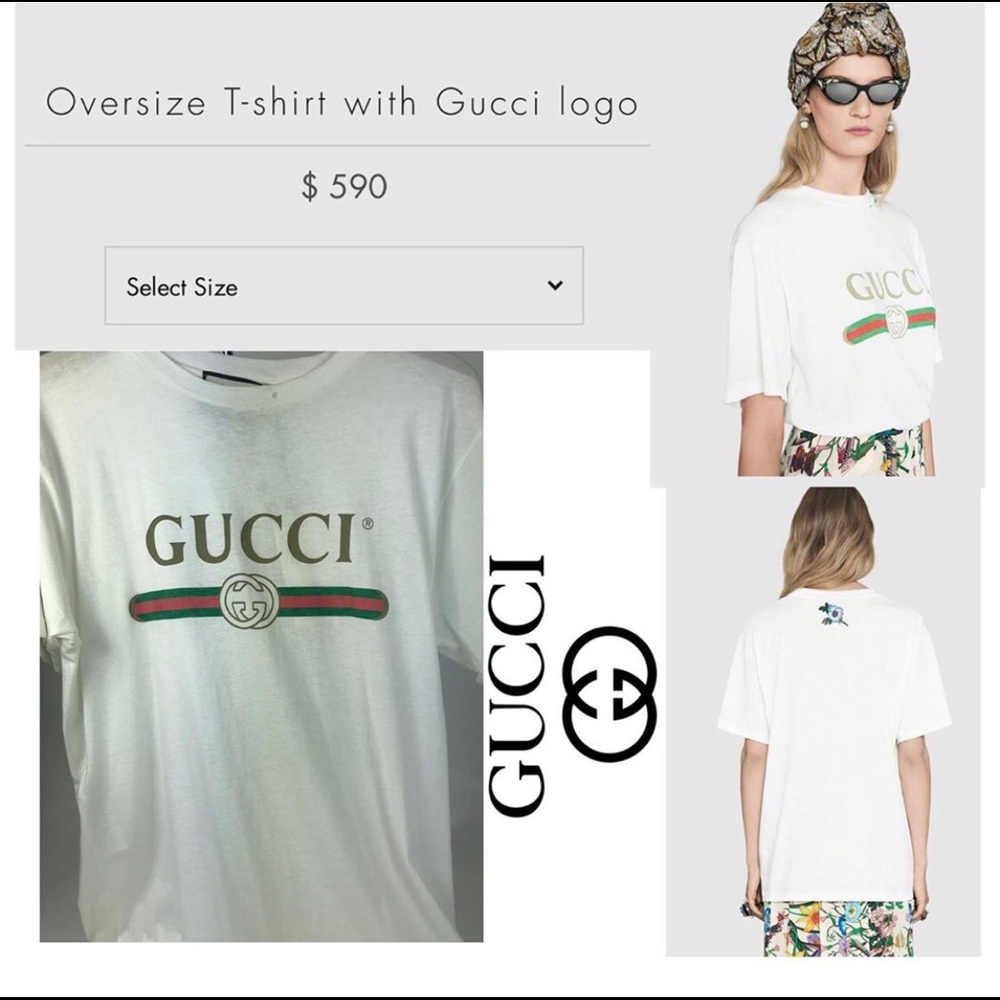 Brand new gucci logo white tee